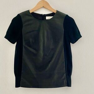 Black Leather and ribbed top